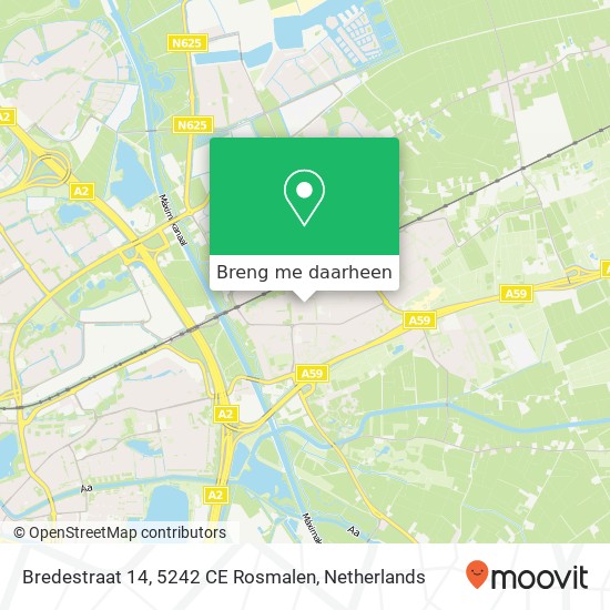 Bredestraat 14, 5242 CE Rosmalen kaart