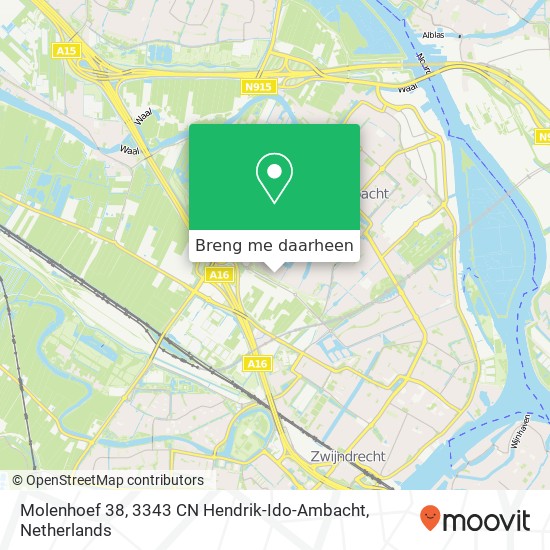 Molenhoef 38, 3343 CN Hendrik-Ido-Ambacht kaart