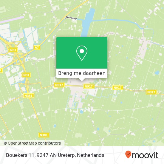 Bouekers 11, 9247 AN Ureterp kaart