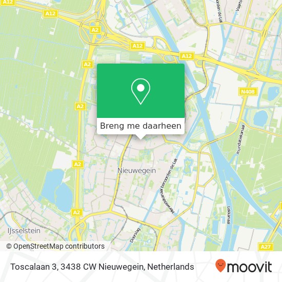 Toscalaan 3, 3438 CW Nieuwegein kaart