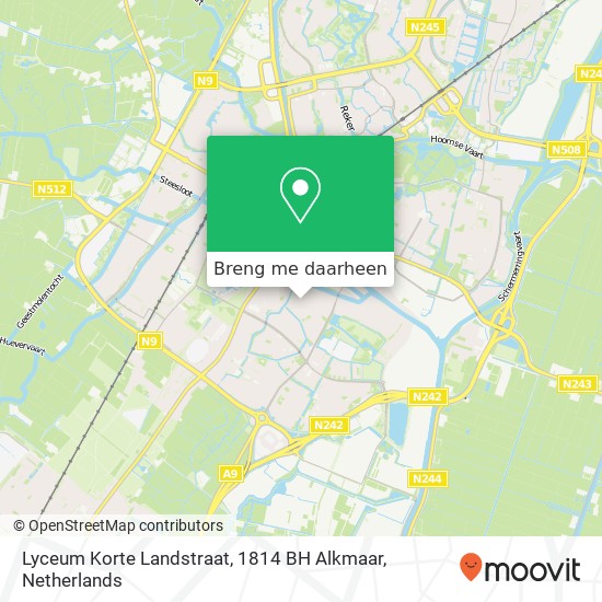 Lyceum Korte Landstraat, 1814 BH Alkmaar kaart