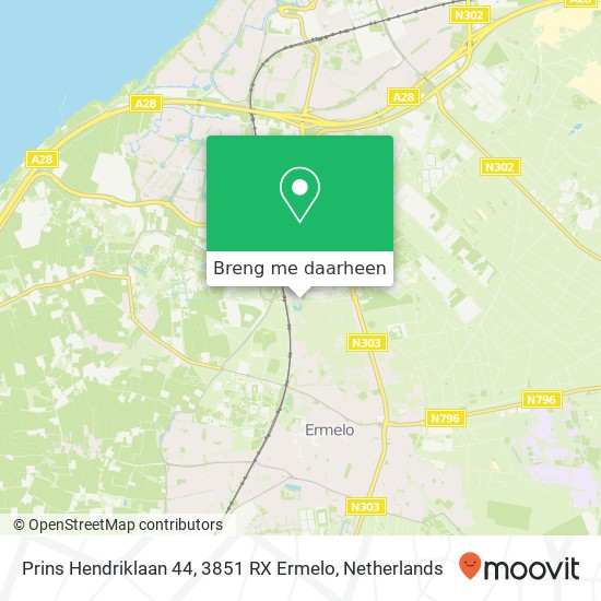 Prins Hendriklaan 44, 3851 RX Ermelo kaart