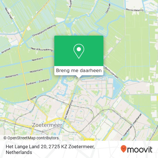 Het Lange Land 20, 2725 KZ Zoetermeer kaart