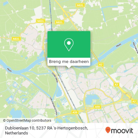 Dubloenlaan 10, 5237 RA 's-Hertogenbosch kaart