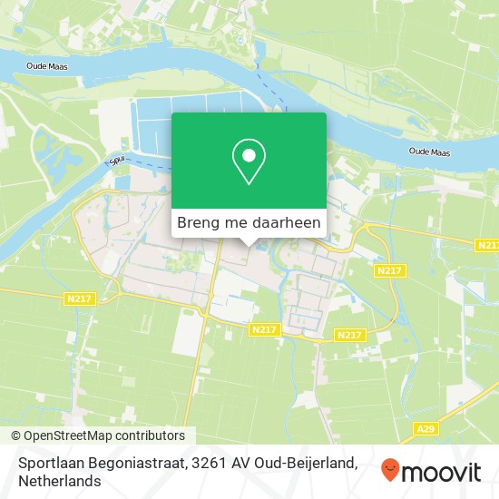 Sportlaan Begoniastraat, 3261 AV Oud-Beijerland kaart