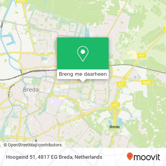 Hoogeind 51, 4817 EG Breda kaart