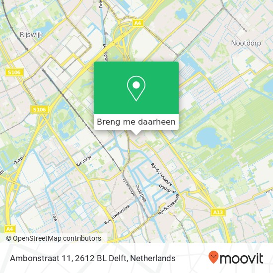 Ambonstraat 11, 2612 BL Delft kaart