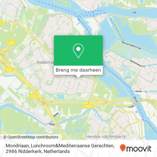 Mondriaan, Lunchroom&Mediterraanse Gerechten, 2986 Ridderkerk kaart