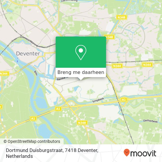 Dortmund Duisburgstraat, 7418 Deventer kaart