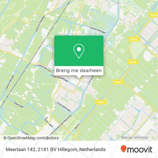 Meerlaan 142, 2181 BV Hillegom kaart