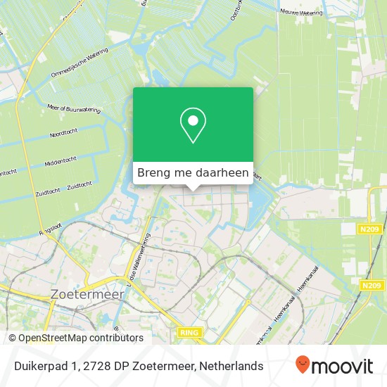 Duikerpad 1, 2728 DP Zoetermeer kaart