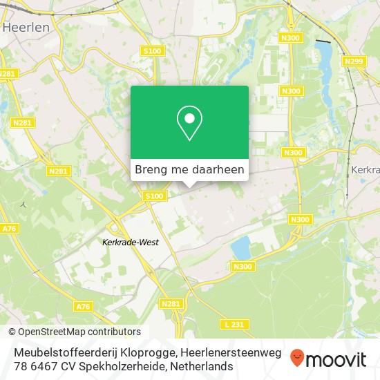 Meubelstoffeerderij Kloprogge, Heerlenersteenweg 78 6467 CV Spekholzerheide kaart