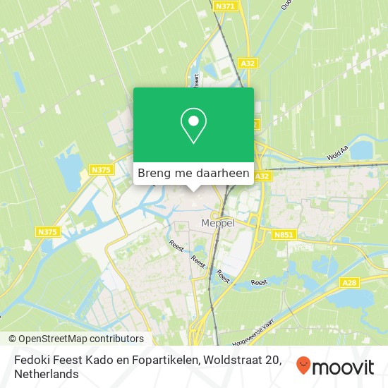 Fedoki Feest Kado en Fopartikelen, Woldstraat 20 kaart