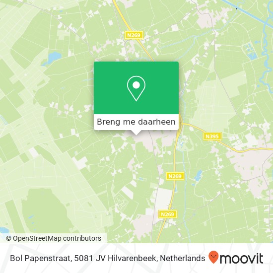 Bol Papenstraat, 5081 JV Hilvarenbeek kaart