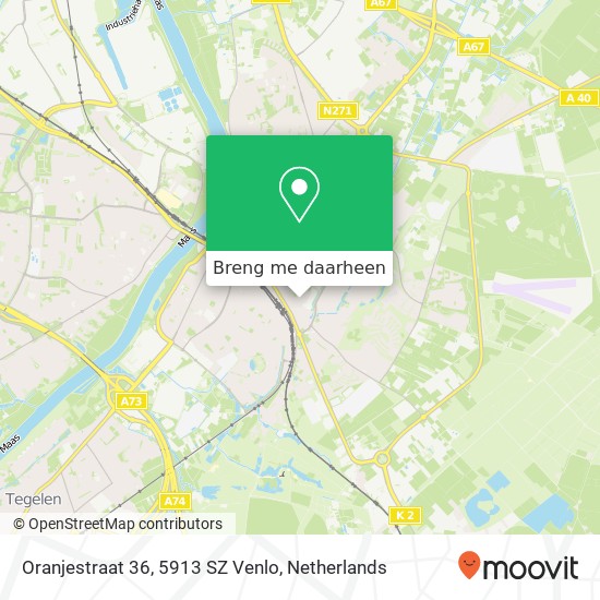 Oranjestraat 36, 5913 SZ Venlo kaart