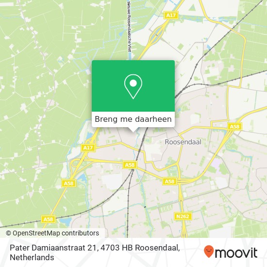 Pater Damiaanstraat 21, 4703 HB Roosendaal kaart