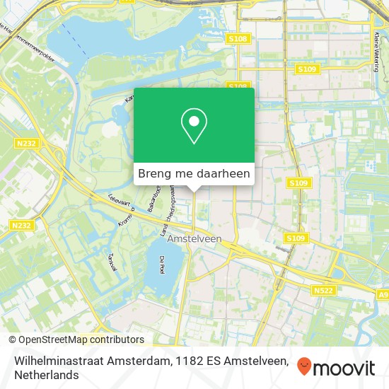 Wilhelminastraat Amsterdam, 1182 ES Amstelveen kaart