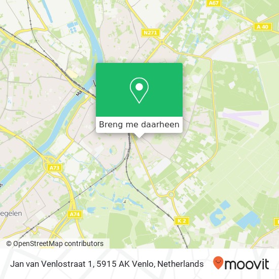 Jan van Venlostraat 1, 5915 AK Venlo kaart