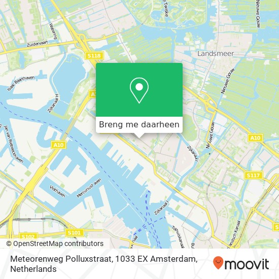 Meteorenweg Polluxstraat, 1033 EX Amsterdam kaart