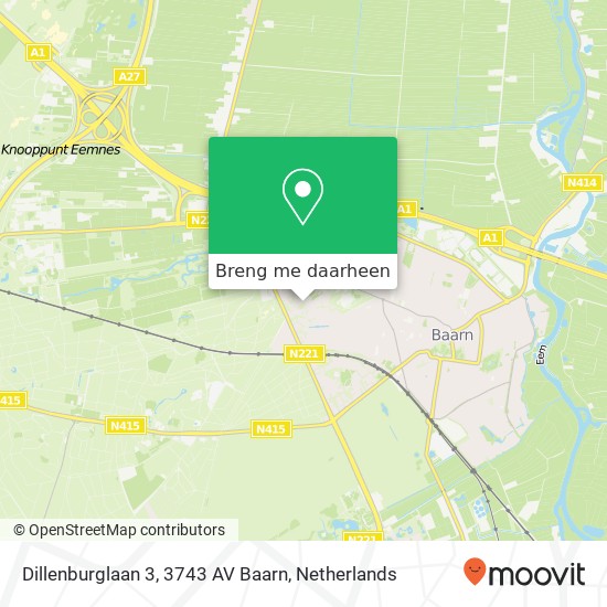 Dillenburglaan 3, 3743 AV Baarn kaart