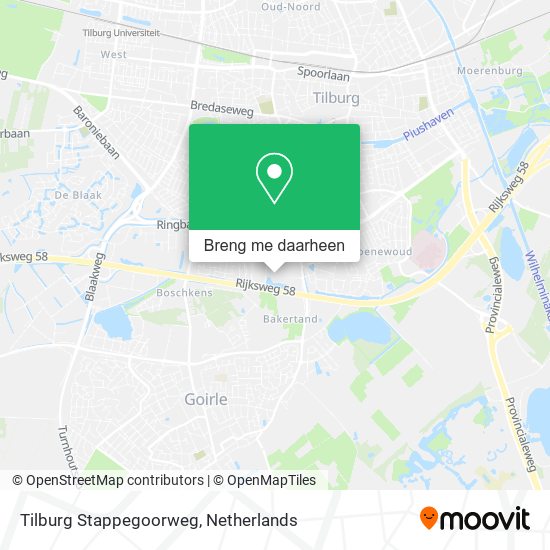 Tilburg Stappegoorweg kaart