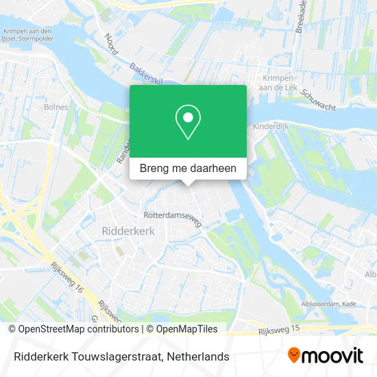 Ridderkerk Touwslagerstraat kaart