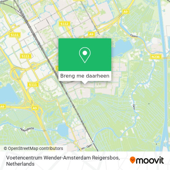 Voetencentrum Wender-Amsterdam Reigersbos kaart