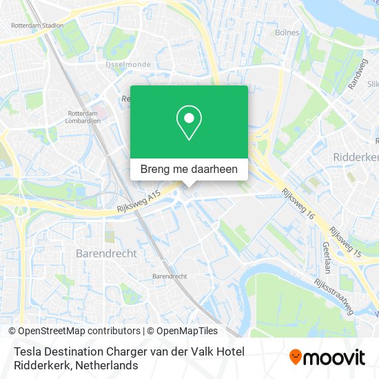 Tesla Destination Charger van der Valk Hotel Ridderkerk kaart