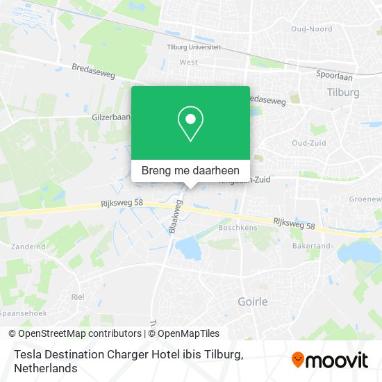 Tesla Destination Charger Hotel ibis Tilburg kaart