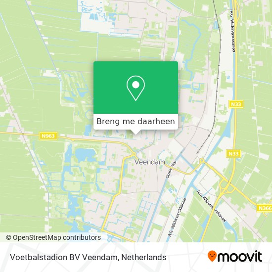 Voetbalstadion BV Veendam kaart