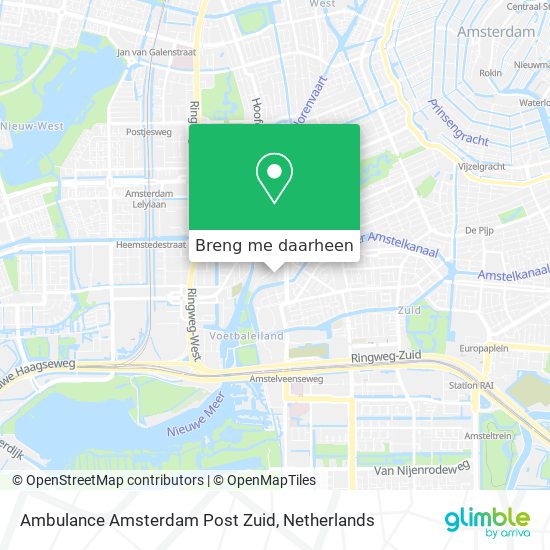 Ambulance Amsterdam Post Zuid kaart