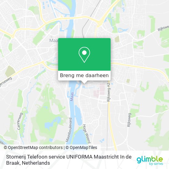 Stomerij Telefoon service UNIFORMA Maastricht In de Braak kaart