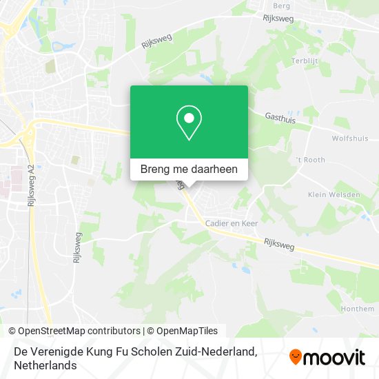 De Verenigde Kung Fu Scholen Zuid-Nederland kaart