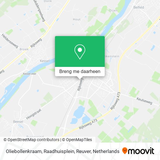 Oliebollenkraam, Raadhuisplein, Reuver kaart