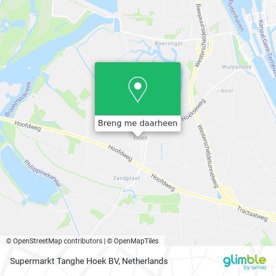 Supermarkt Tanghe Hoek BV kaart