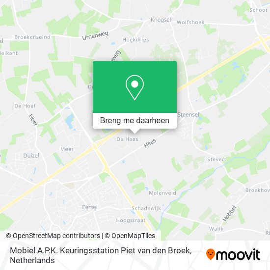 Mobiel A.P.K. Keuringsstation Piet van den Broek kaart