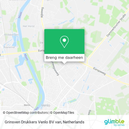 Grinsven Drukkers Venlo BV van kaart