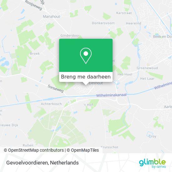 Gevoelvoordieren kaart