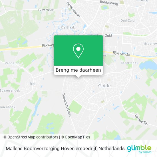 Mallens Boomverzorging Hoveniersbedrijf kaart