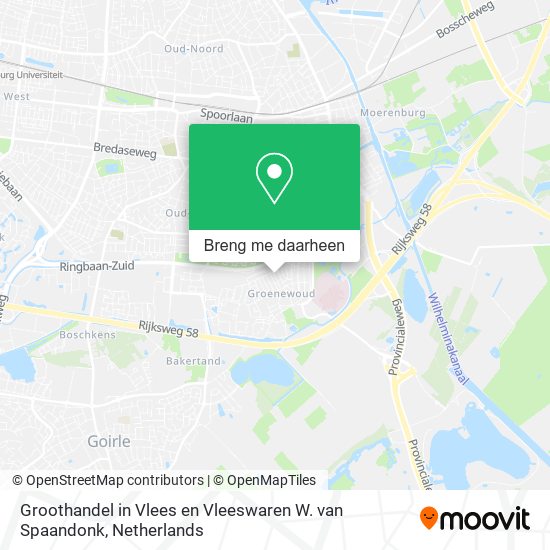 Groothandel in Vlees en Vleeswaren W. van Spaandonk kaart