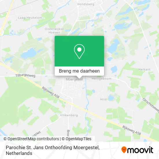 Parochie St. Jans Onthoofding Moergestel kaart