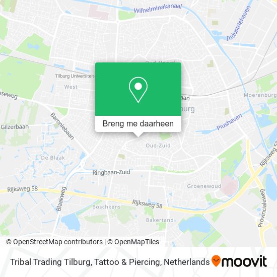 Tribal Trading Tilburg, Tattoo & Piercing kaart