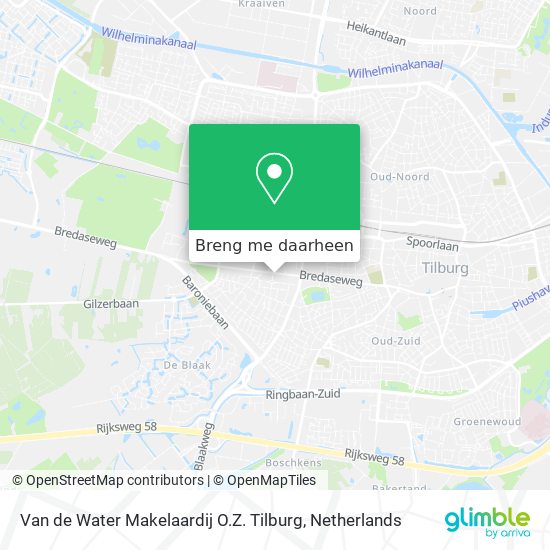 Van de Water Makelaardij O.Z. Tilburg kaart