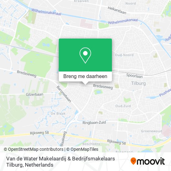 Van de Water Makelaardij & Bedrijfsmakelaars Tilburg kaart