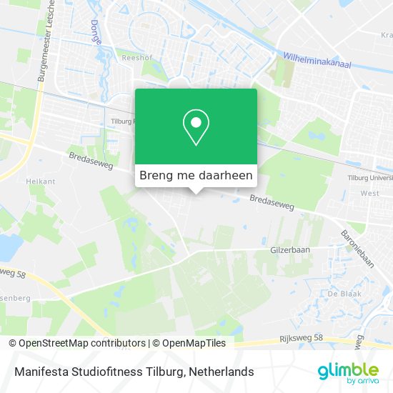 Manifesta Studiofitness Tilburg kaart