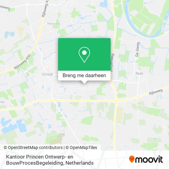 Kantoor Princen Ontwerp- en BouwProcesBegeleiding kaart