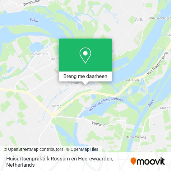 Huisartsenpraktijk Rossum en Heerewaarden kaart