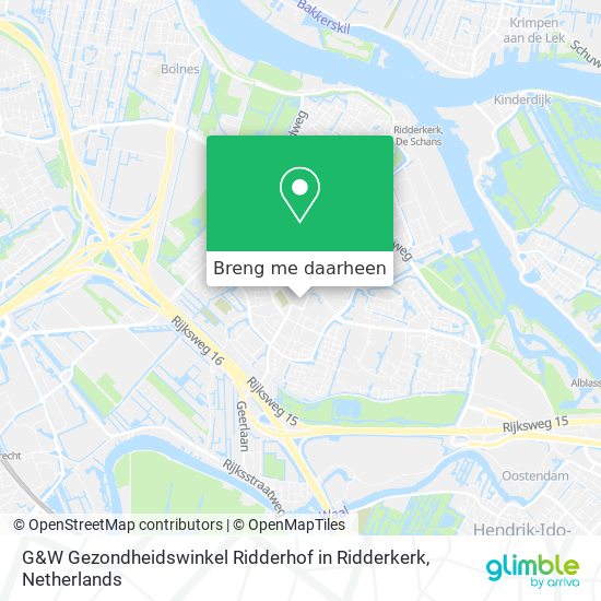 G&W Gezondheidswinkel Ridderhof in Ridderkerk kaart