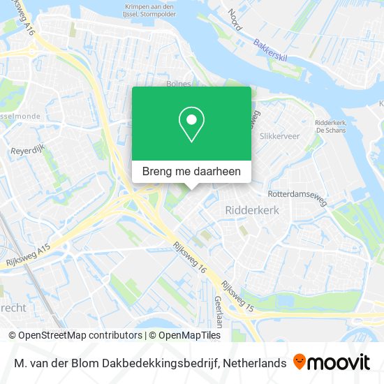 M. van der Blom Dakbedekkingsbedrijf kaart