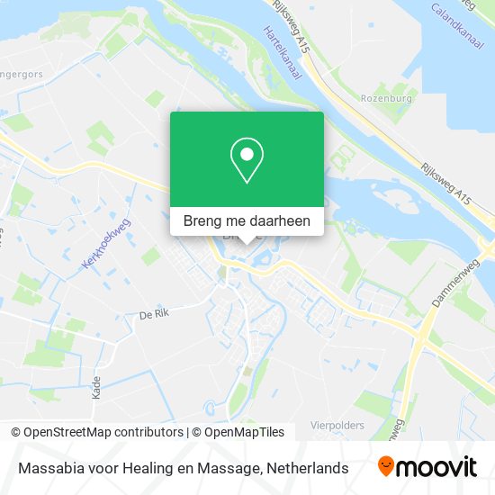 Massabia voor Healing en Massage kaart